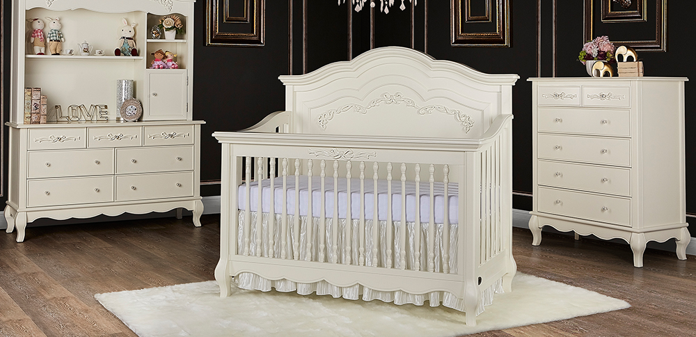 Evolur Aurora 5-in-1 Convertible Crib and Double Dresser with Free 260 Coil Crib/Toddler Mattress