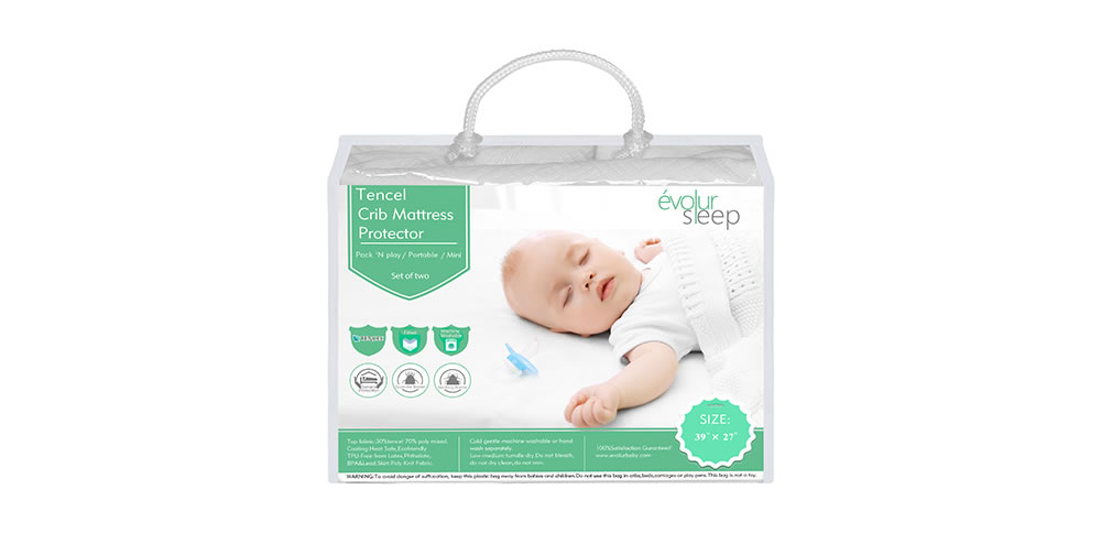 EV102 Tencel Portable Crib Mattress Protector Purple Evolur