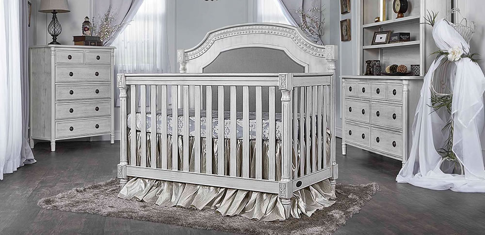 Julienne Crib 5 In 1 Convertible, Vintage Gray Crib And Dresser
