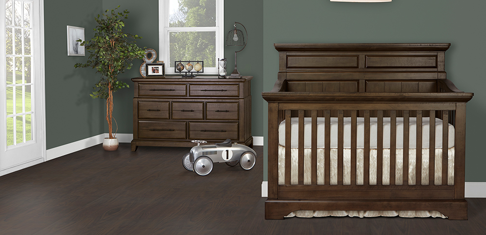 Evolur Signature Cape May 5 in 1 Full Panel Convertible Crib & Double Dresser with Free 260 Coil Crib & Toddler Mattress 