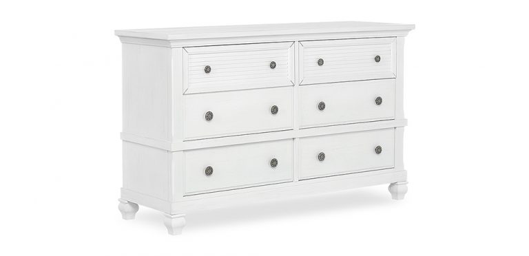 Vintage Dresser Evolur Parker Double Dresser, Winter White Ivory