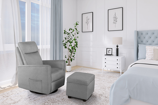 Aria Swivel Glider with Ottoman | Swivel Glider | Easy assembly Leisure Chair