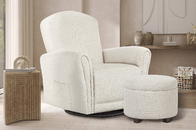 Vienna Swivel Glider with Storage Ottoman