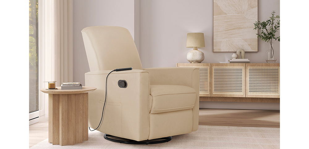 Raleigh Glider with Back Heated Massager Recliner Rocker Evolur