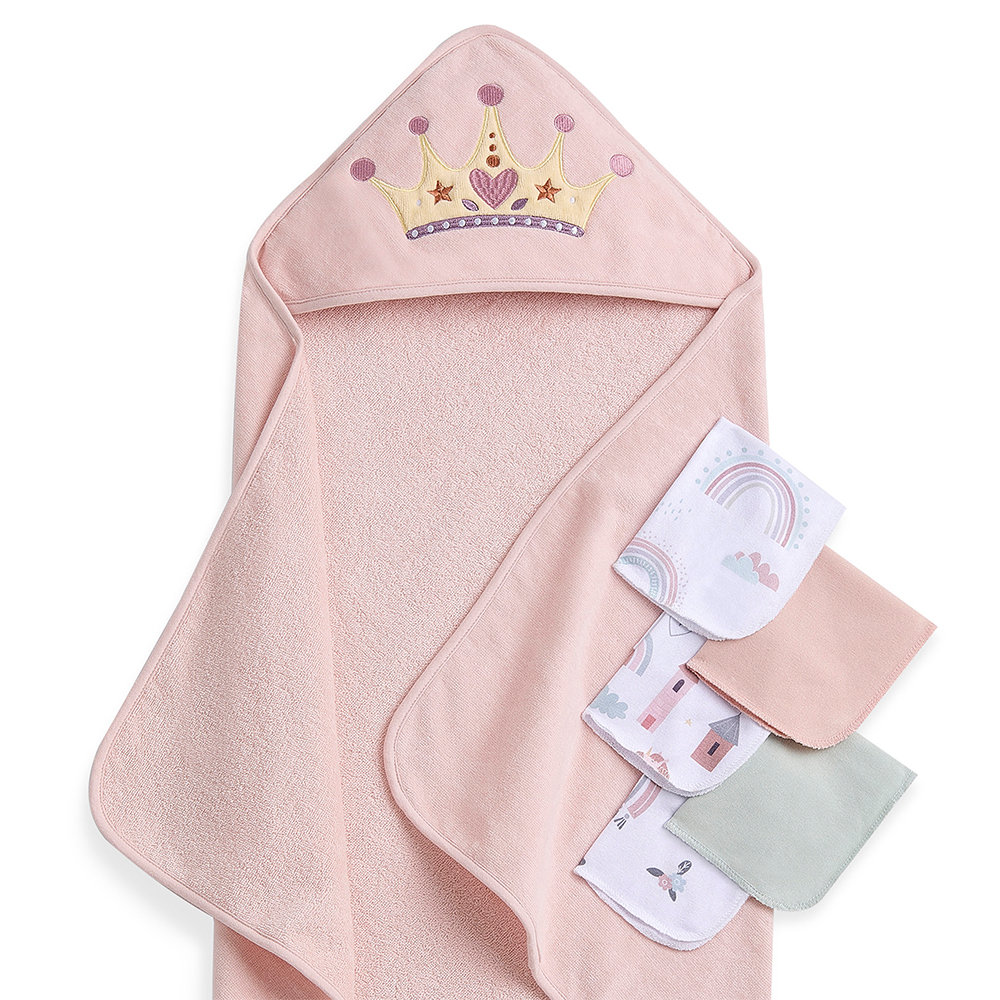 6 Piece Gift Set - Hooded Towel & 5 Piece Wash Cloths