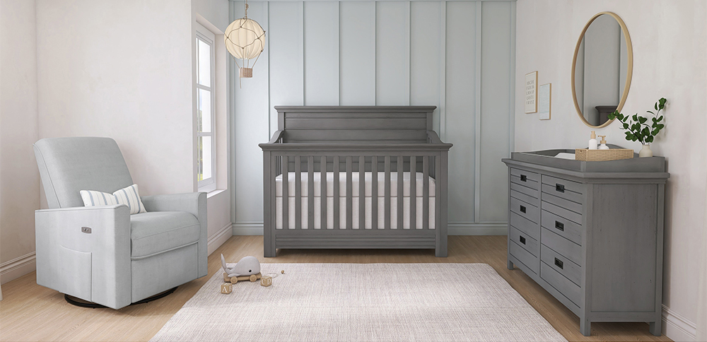 Waverly Convertible Crib Rustic Grey Weathered White Evolur